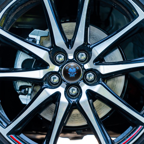 BMW Emblem for Wheel Center Caps Black Fill Blue Skull