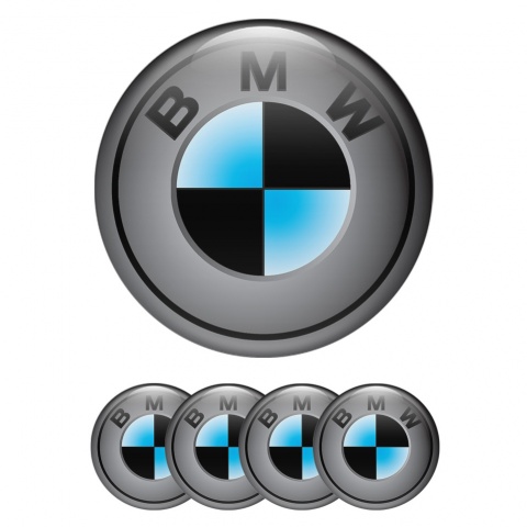 BMW Emblem for Wheel Center Caps Grey Black Circle Design