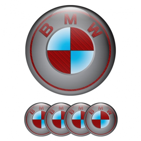 BMW Wheel Stickers for Center Caps Red Carbon Circle Design
