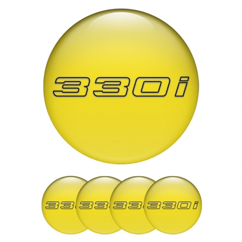 BMW Emblem for Center Wheel Caps 330i Yellow Black Outline
