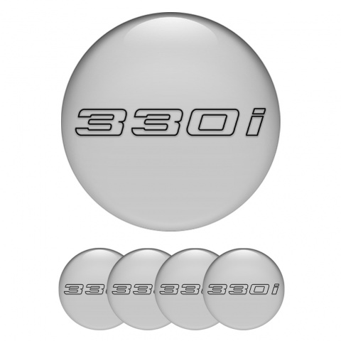 BMW Center Wheel Caps Stickers 330i Grey Black Outline
