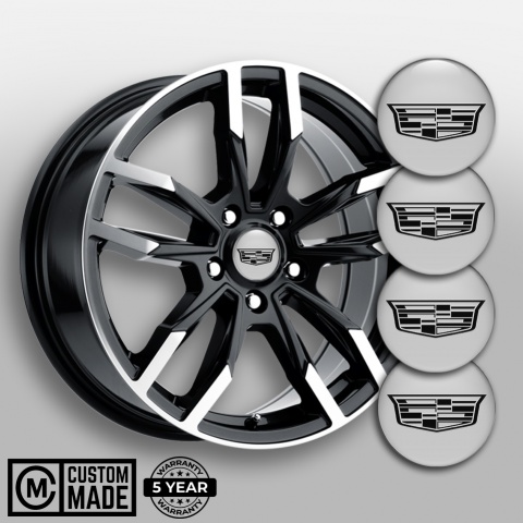 Cadillac Wheel Emblem for Center Caps Grey Black Shield