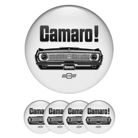 Chevrolet Camaro Stickers for Wheels Center Caps White Black Front