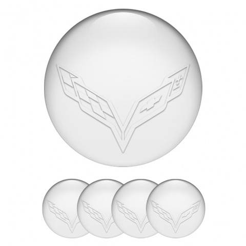 Chevrolet Corvette Wheel Stickers for Center Caps Pearl White Wings