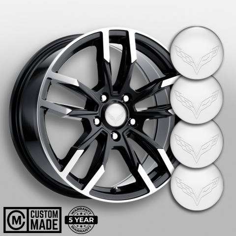 Chevrolet Corvette Wheel Stickers for Center Caps Pearl White Wings