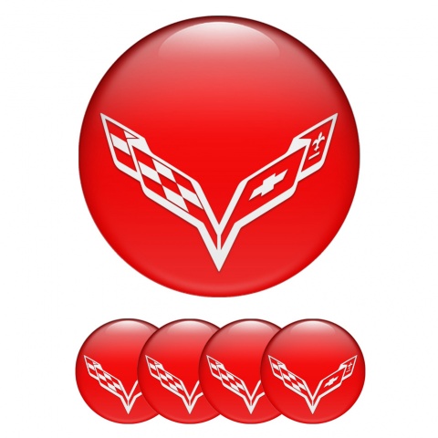 Chevrolet Corvette Wheel Emblem for Center Caps Red White Wings