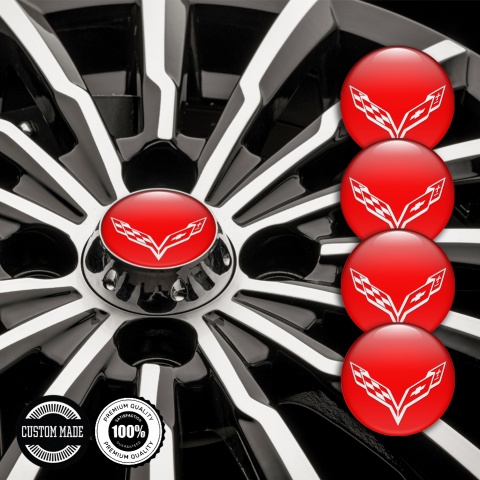 Chevrolet Corvette Wheel Emblem for Center Caps Red White Wings