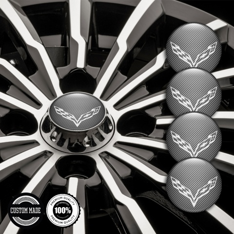 Chevrolet Corvette Emblem for Center Wheel Caps Carbon White Wings