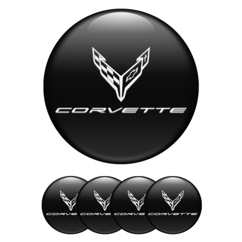 Chevrolet Corvette Emblem for Wheel Center Caps Black White Logo