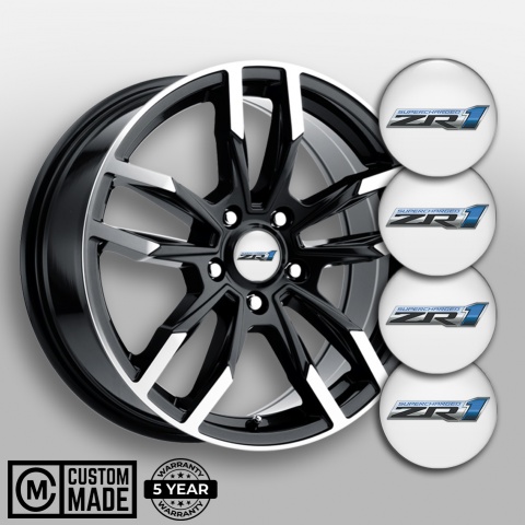Chevrolet ZR1 Stickers for Wheels Center Caps White Supercharged Edition