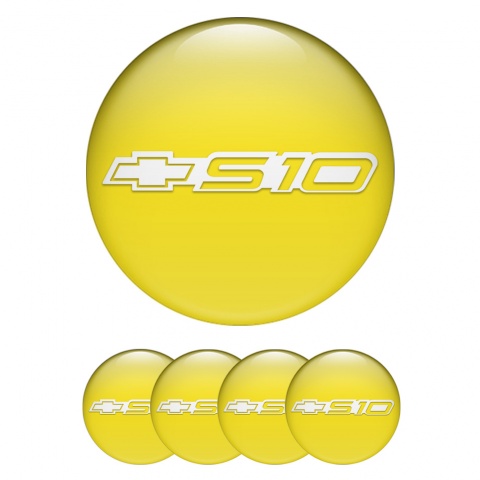 Chevrolet S10 Silicone Stickers for Center Wheel Caps Yellow White Logo