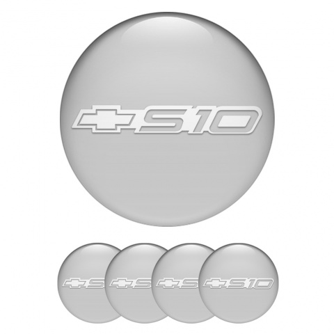 Chevrolet S10 Domed Stickers for Wheel Center Caps Grey White Logo