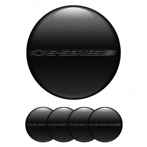 Chevrolet Domed Stickers for Wheel Center Caps Black S Series