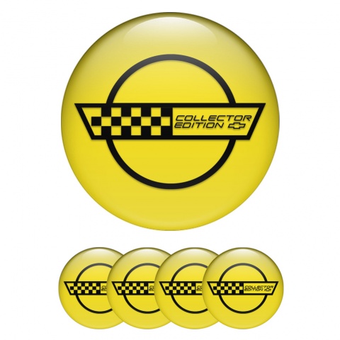 Chevrolet Center Wheel Caps Stickers Yellow Collectors Edition