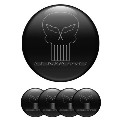 Chevrolet Corvette Stickers for Wheels Center Caps Black Dark Skull