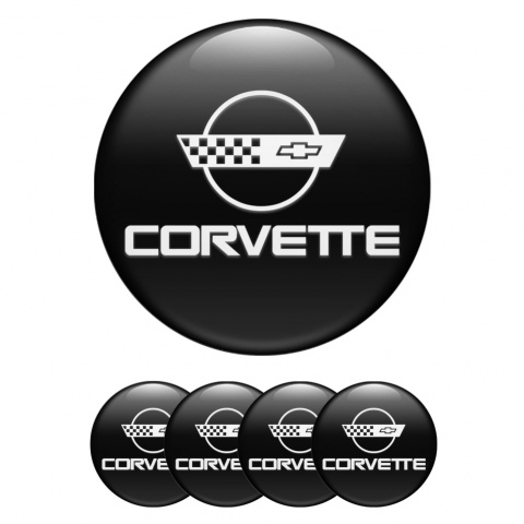 Chevrolet Corvette Wheel Emblem for Center Caps Black White C4 Logo