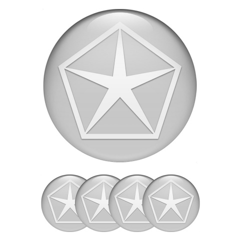 Chrysler Domed Stickers for Wheel Center Caps Grey Pentastar White Logo