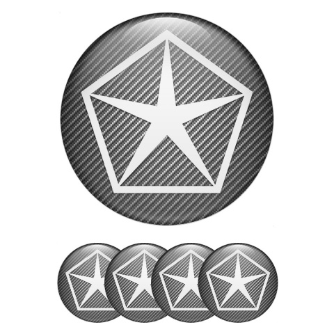 Chrysler Wheel Emblem for Center Caps Carbon Pentastar White Logo