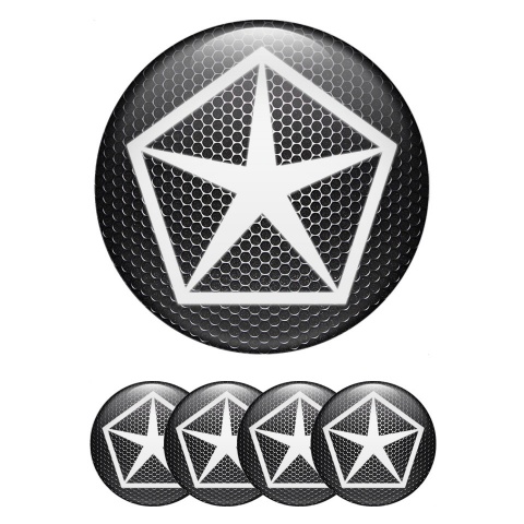 Chrysler Stickers for Wheels Center Caps Dark Mesh Pentastar White Logo