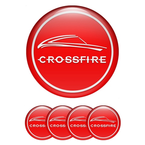 Chrysler Crossfire Center Wheel Caps Stickers Red White Ring
