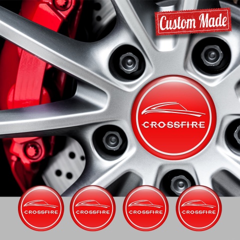 Chrysler Crossfire Center Wheel Caps Stickers Red White Ring