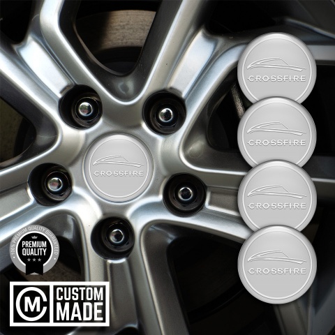 Chrysler Crossfire Wheel Stickers for Center Caps Grey White Ring