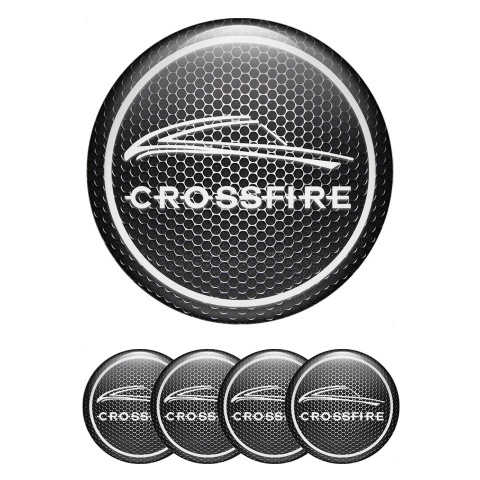 Chrysler Crossfire Center Caps Wheel Emblem Dark Mesh White Ring