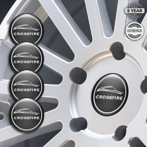 Chrysler Crossfire Center Caps Wheel Emblem Dark Mesh White Ring
