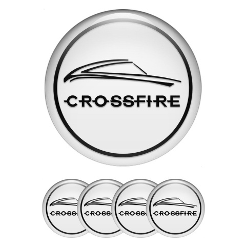 Chrysler Crossfire Domed Stickers for Wheel Center Caps White Black Ring