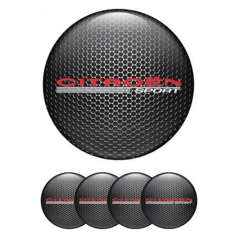Citroen Sport Center Wheel Caps Stickers Dark Grate White Motif