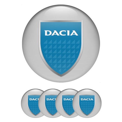 Dacia Domed Stickers for Wheel Center Caps Grey Glacial Shield