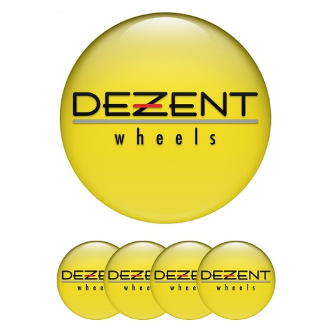 Dezent Center Wheel Caps Stickers Yellow Black Logo