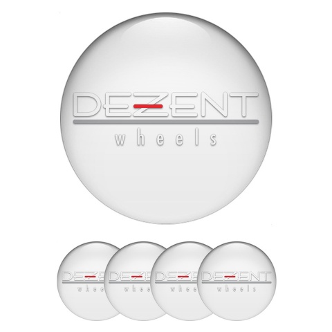Dezent Domed Stickers for Wheel Center Caps White Transparent Logo