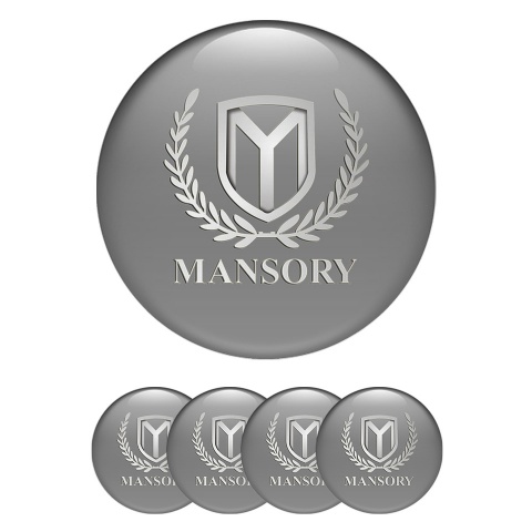 Mansory Wheel Stickers for Center Caps Grey Silver Logo