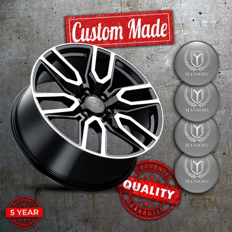 Mansory Wheel Stickers for Center Caps Grey Silver Logo