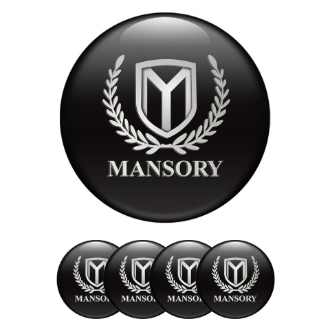 Mansory Center Caps Wheel Emblem Black Silver Logo