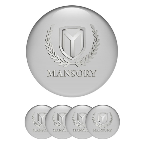 Mansory Wheel Emblem for Center Caps Light Grey Silver Logo