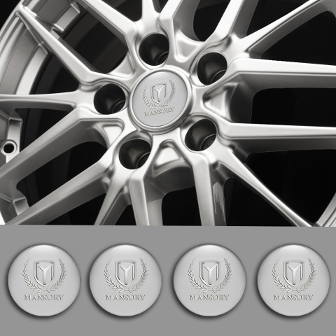 Mansory Wheel Emblem for Center Caps Light Grey Silver Logo