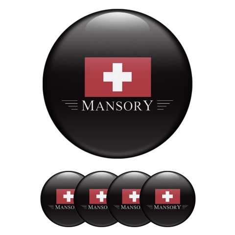 Mansory Emblem for Wheel Center Caps Black Red Crest Logo