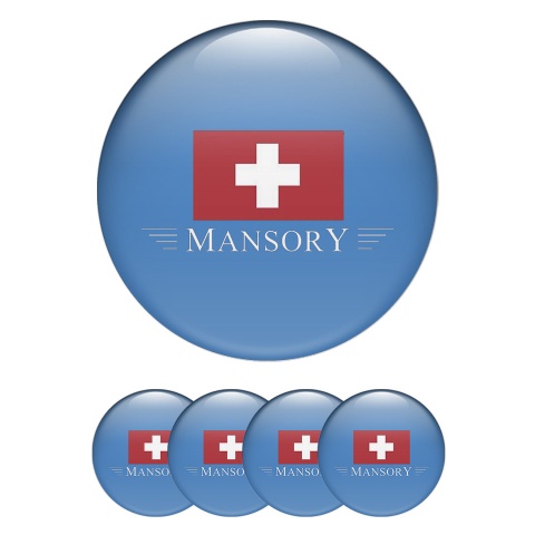 Mansory Emblem for Center Wheel Caps Glacial Blue Red Crest Logo