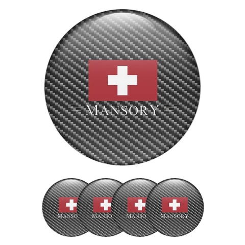 Mansory Center Wheel Caps Stickers Light Carbon Red Crest Logo