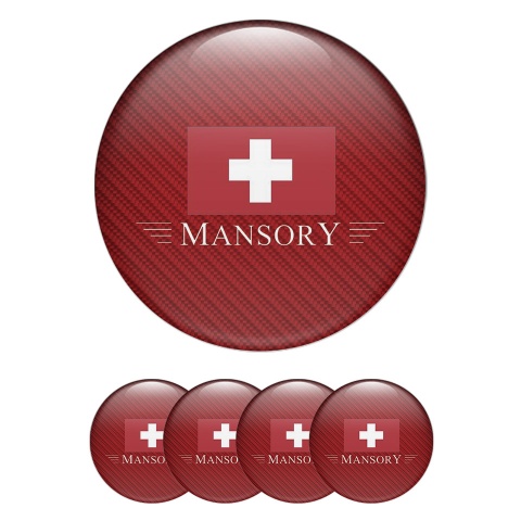 Mansory Center Caps Wheel Emblem Red Carbon Red Crest Logo