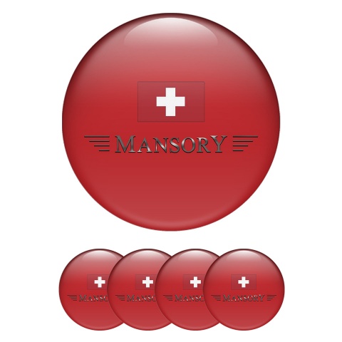 Mansory Domed Stickers for Wheel Center Caps Crimson Red Crest Logo