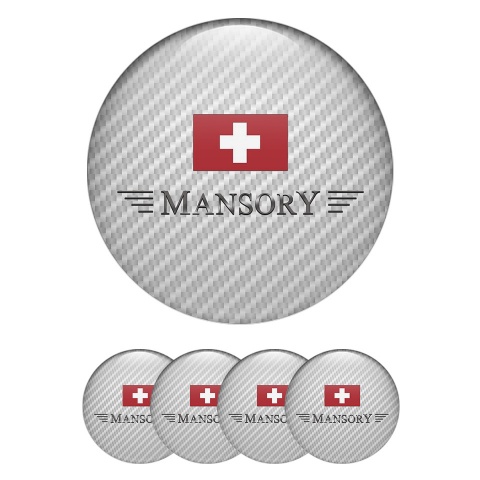 Mansory Emblem for Center Wheel Caps White Carbon Red Crest Design