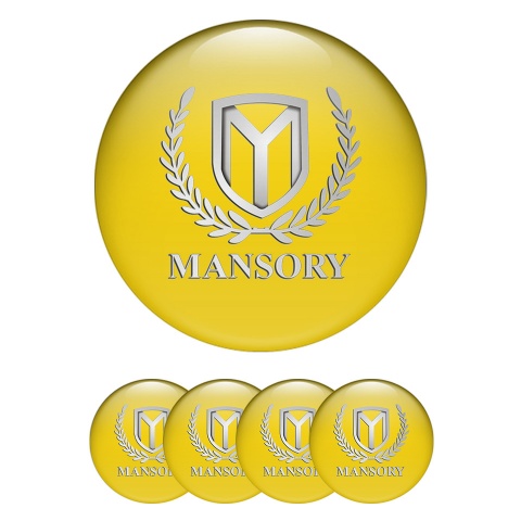 Mansory Emblems for Center Wheel Caps Yellow Silver Logo Edition