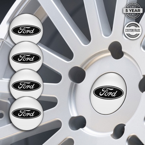 Ford Emblems for Wheel Center Caps White Black Edition