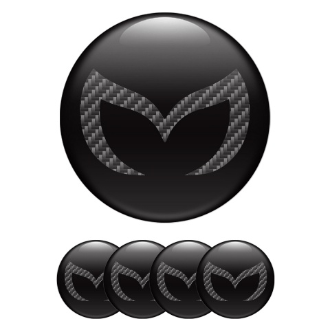Mazda Wheel Emblem for Center Caps Black Dark Carbon Logo