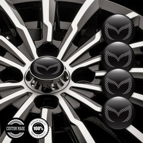 Mazda Wheel Emblem for Center Caps Black Dark Carbon Logo
