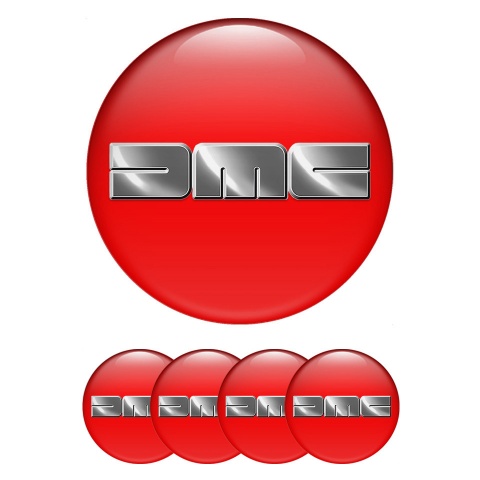 DMC Wheel Stickers for Center Caps Red Heavy Metallic Logo