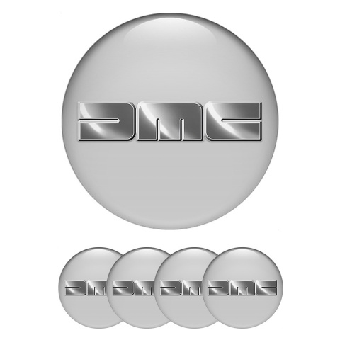DMC Domed Stickers for Wheel Center Caps Grey Heavy Metallic Logo